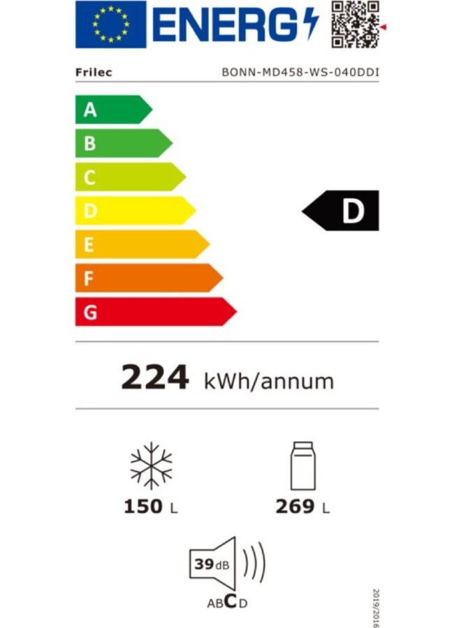 Frilec BONN-MD458-WS-040DD1 Amerikaanse koelkast