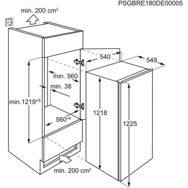 AEG G124ES inbouw koelkast 122.5 cm