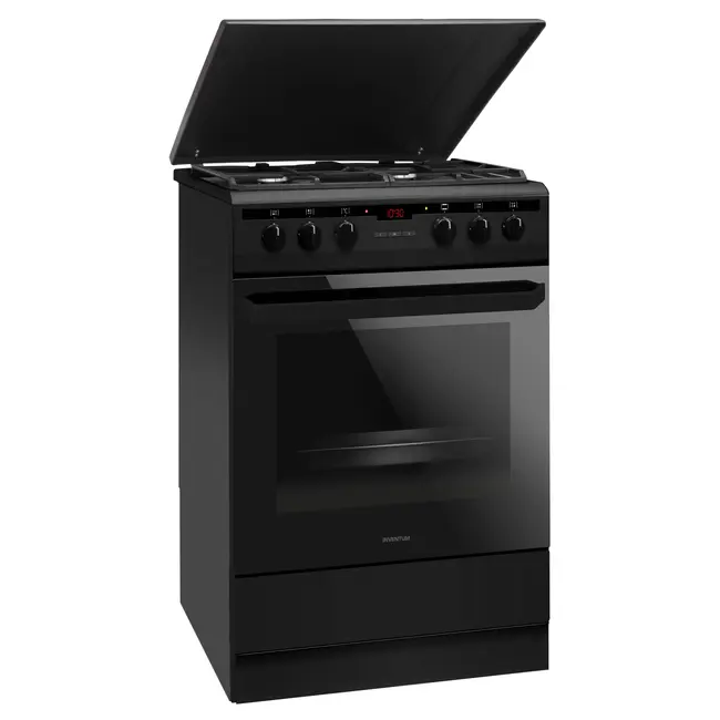 Inventum VFG6034WGZWA | Gasfornuis | Zwart | Hetelucht | 60 cm