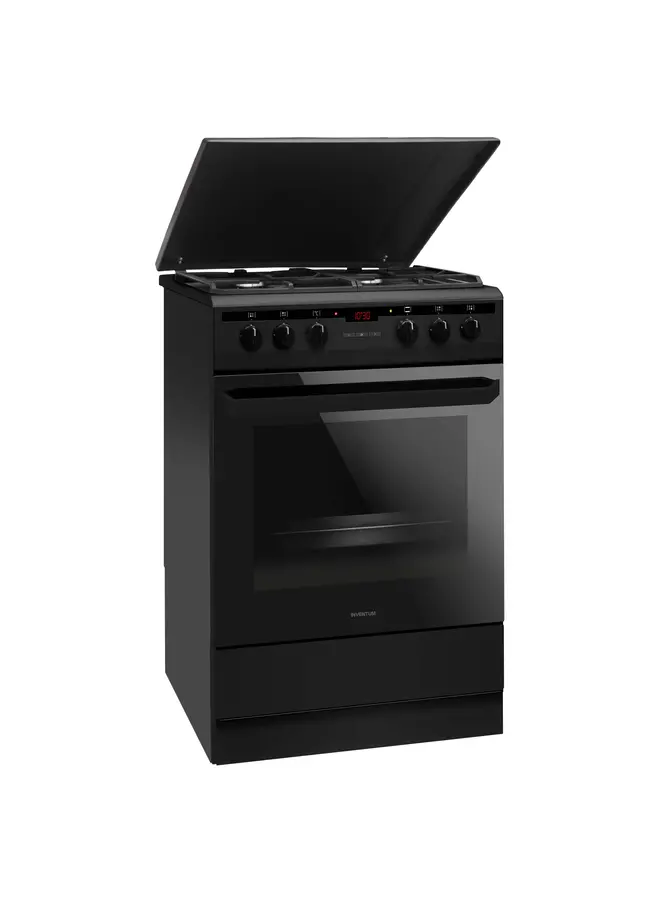 Inventum VFG6034WGZWA | Gasfornuis | Zwart | Hetelucht | 60 cm