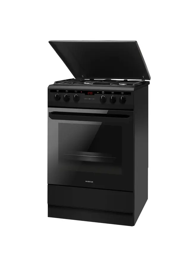 Inventum VFG6034WGZWA | Gasfornuis | Zwart | Hetelucht | 60 cm