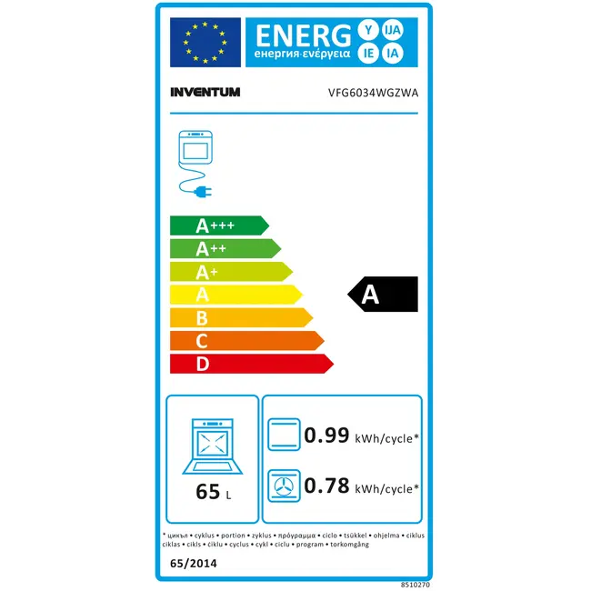 Inventum VFG6034WGZWA | Gasfornuis | Zwart | Hetelucht | 60 cm