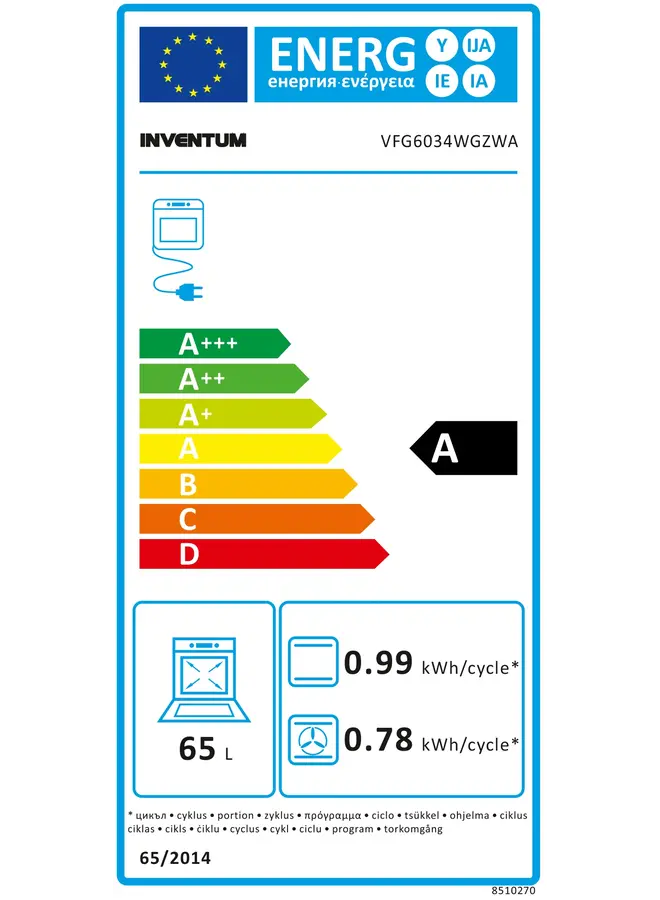 Inventum VFG6034WGZWA | Gasfornuis | Zwart | Hetelucht | 60 cm