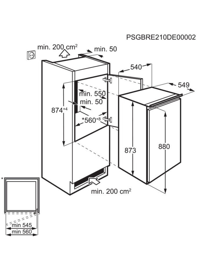 AEG NSF5O88ES inbouw koelkast 88 cm