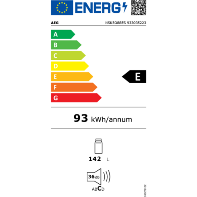 AEG NSK5O88ES inbouw koelkast 88 cm