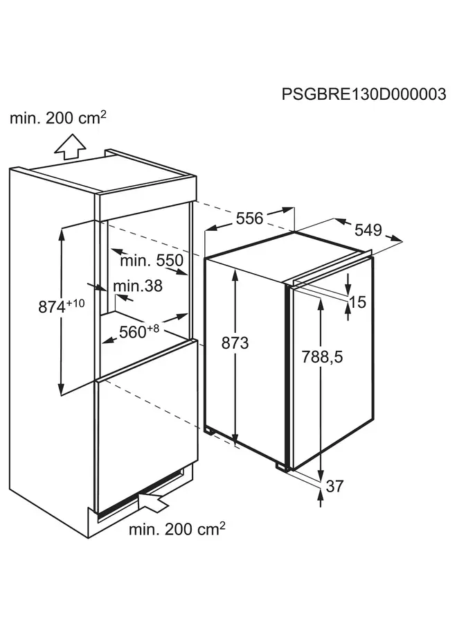 AEG TSK5O88EF | Inbouw koelkast  | 88 cm