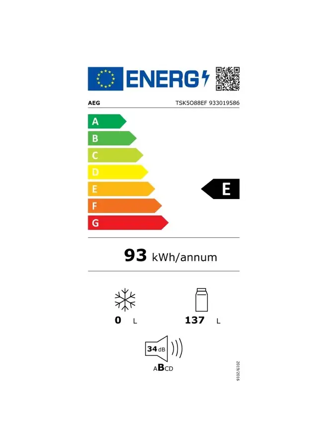 AEG TSK5O88EF | Inbouw koelkast  | 88 cm
