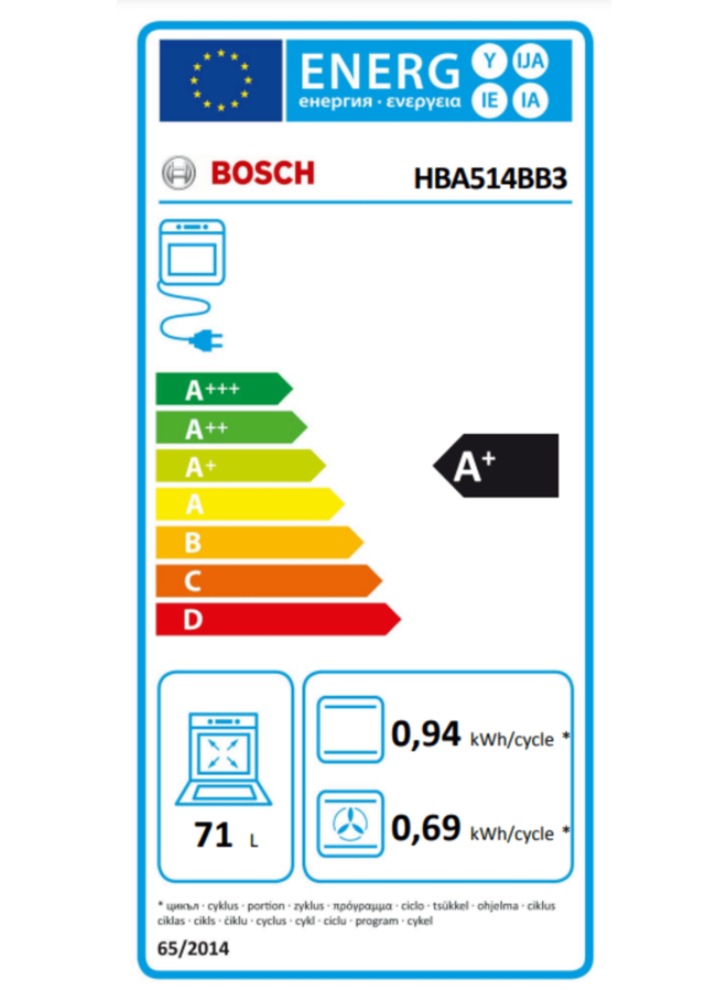 Bosch HBA514BB3 inbouwoven zwart A+