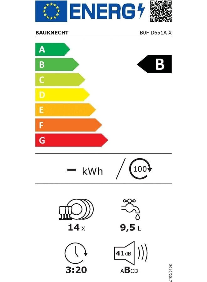 Bauknecht D651A X vrijstaande vaatwasser | Energielabel B