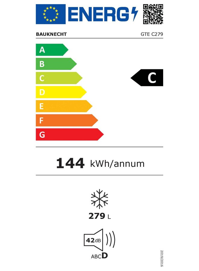 Bauknecht GTE C279 vrieskist | Label C | 279 ltr