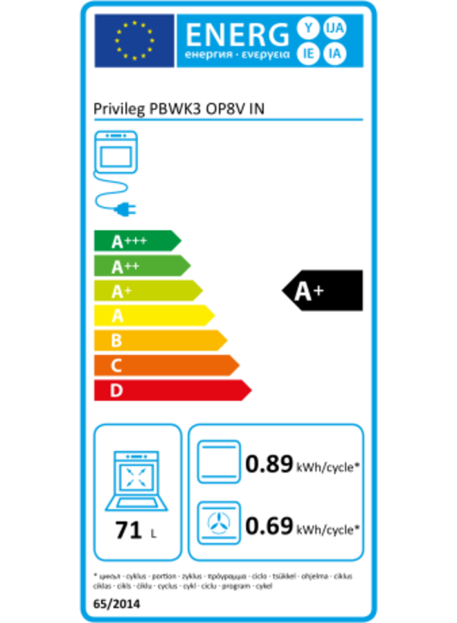 Privileg PBWK3 OP8V IN inbouw oven