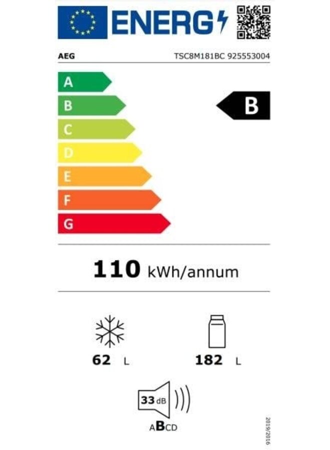 AEG TSC8M181BC | Inbouw koelvriescombinatie | 178 cm