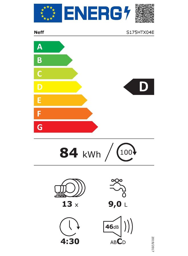 Neff S175HTX04E inbouw vaatwasser