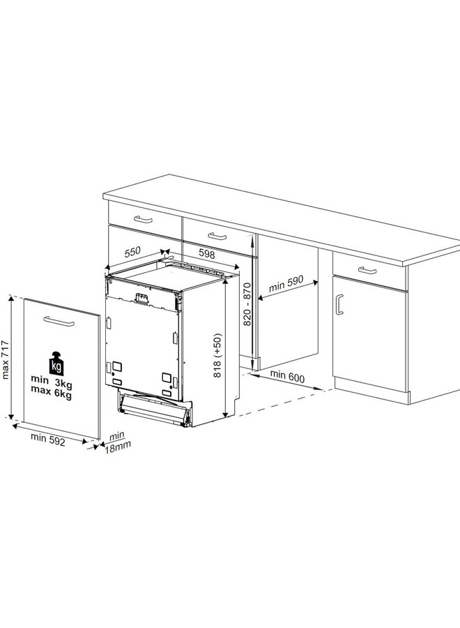 Beko DIN34320 inbouw vaatwasser