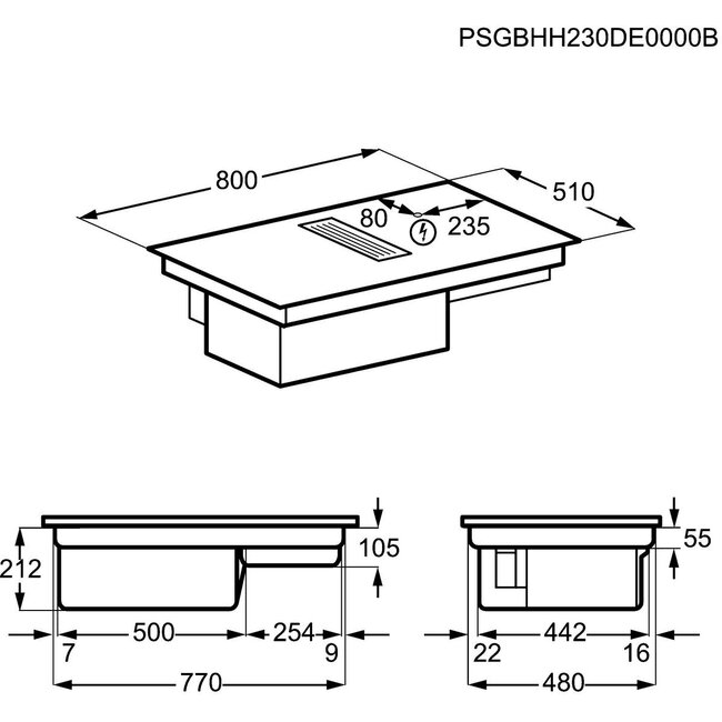 AEG XCD6847CS   | Inductie kookplaat met afzuiging