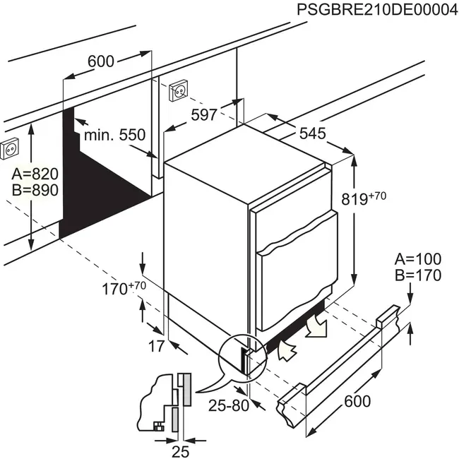 AEG OSF6I82EF  onderbouw koelkast 82 cm