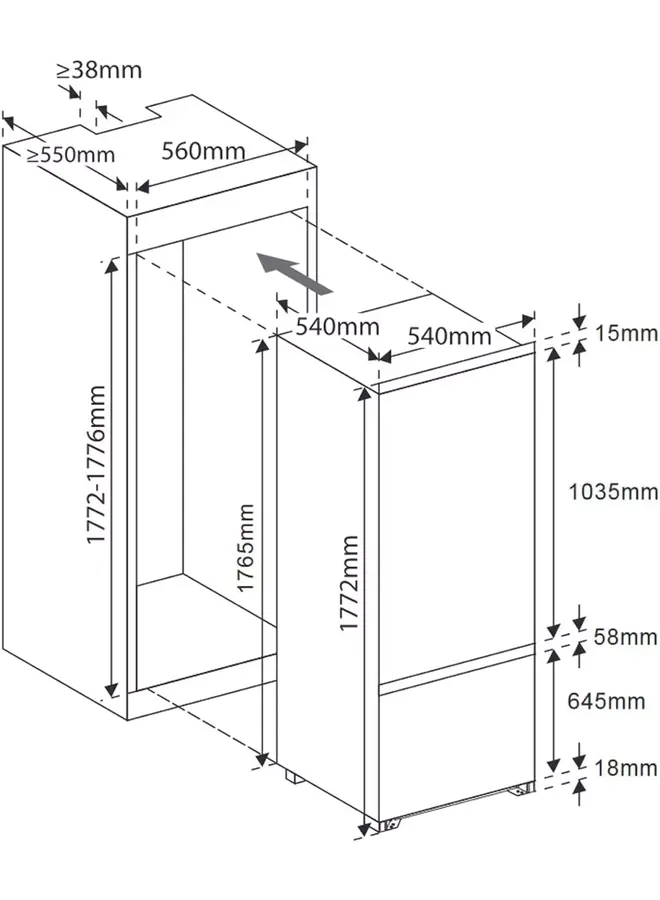 Aeg EKG178E inbouw koelvriescombinatie 177.2 cm Sleepdeur