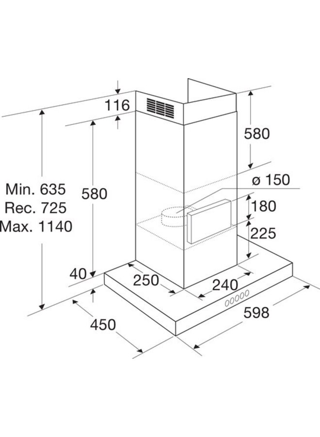 Etna AB661RVS Afzuigkap schouwkap | 60 cm | RVS