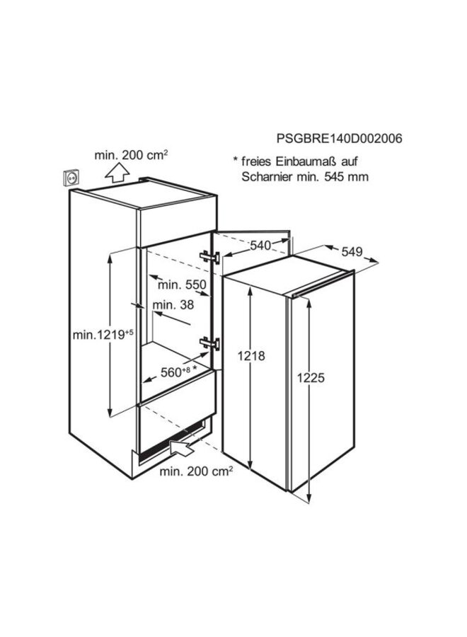 Aeg SD120FS | inbouw koelkast 122 cm | Sleepdeur