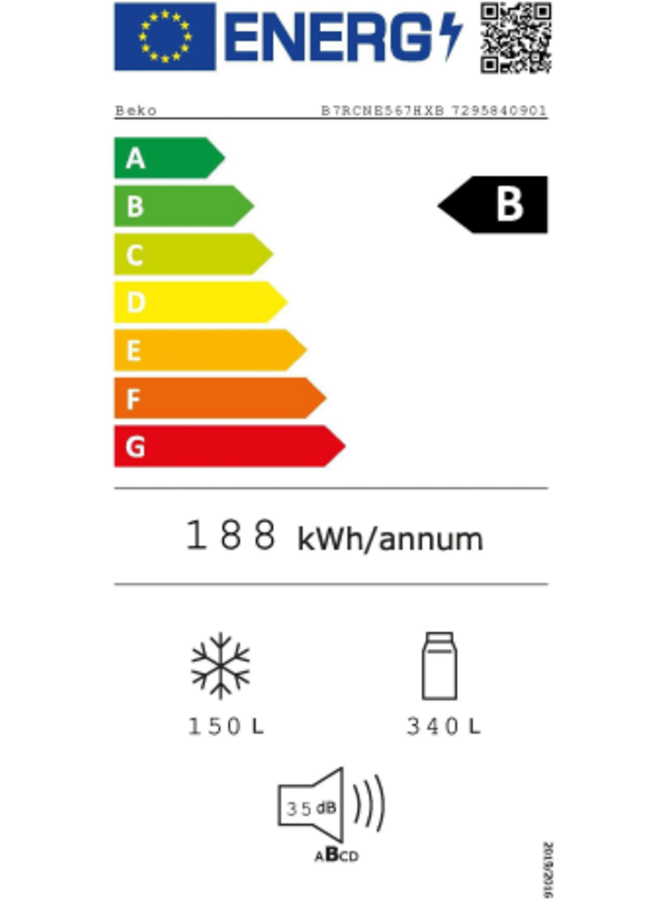 Beko B7RCNE567HXB | Koelvriescombinatie | 70 cm | XXL