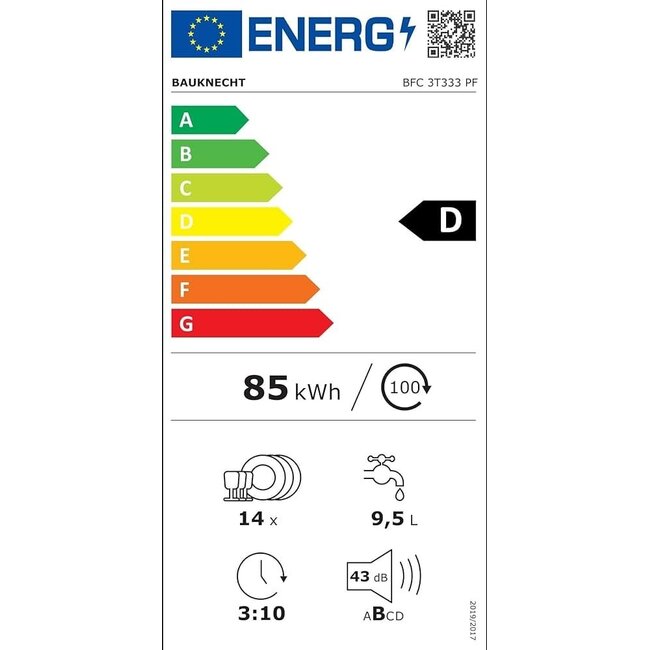 Bauknecht BSFO 3O35 PF | Vrijstaande vaatwasser | 45 cm | Powerclean | ActiveDry