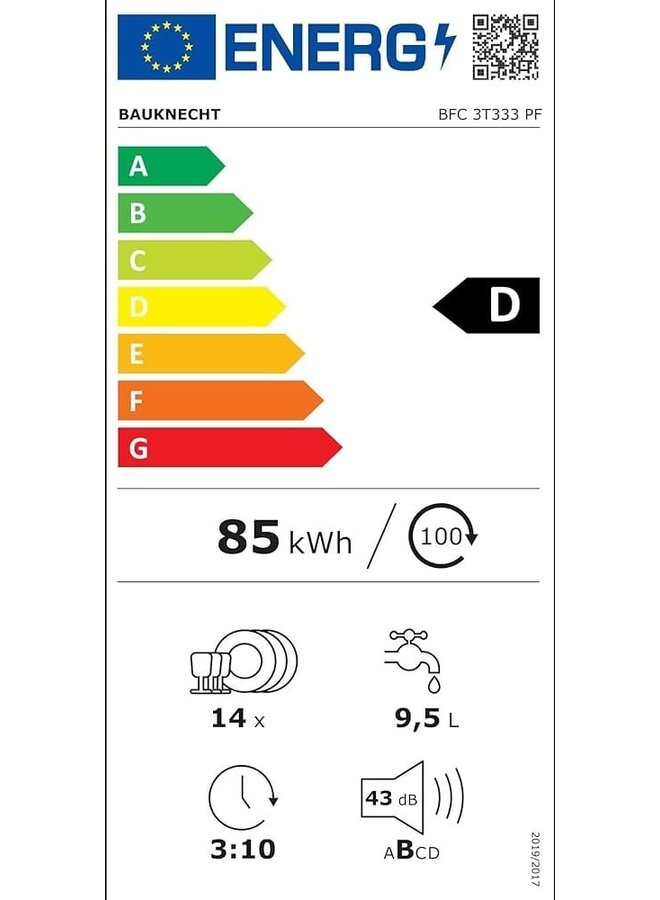 Bauknecht BSFO 3O35 PF | Vrijstaande vaatwasser | 45 cm | Powerclean | ActiveDry