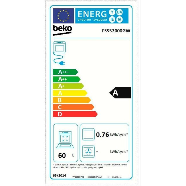 Beko FSS57000GW | Keramisch fornuis | 50 cm