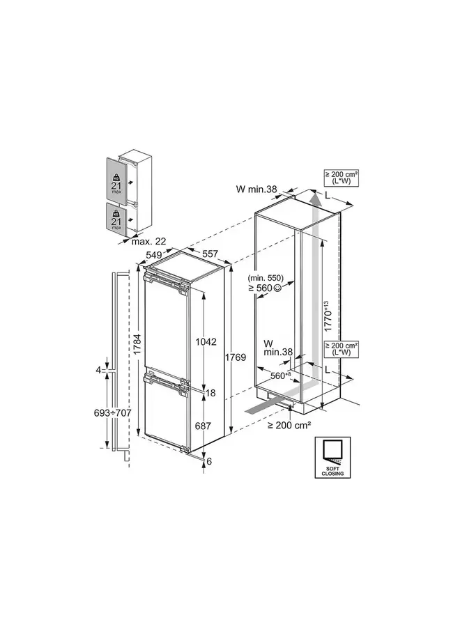 AEG EK8C19S1 inbouw koelvriescombinatie Nis 190 cm