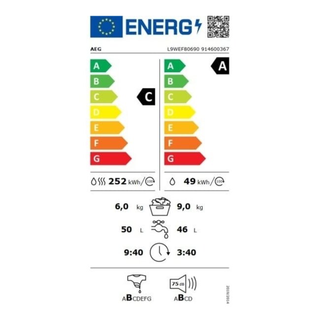 AEG L9WEF80690 | Wasdroogcombinatie | 9 kg | 9000 serie