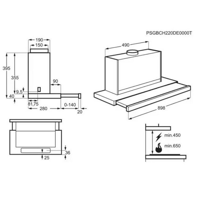 Zanker ( AEG ) KHP90265XA |  Vlakscherm Afzuigkap | 90 cm