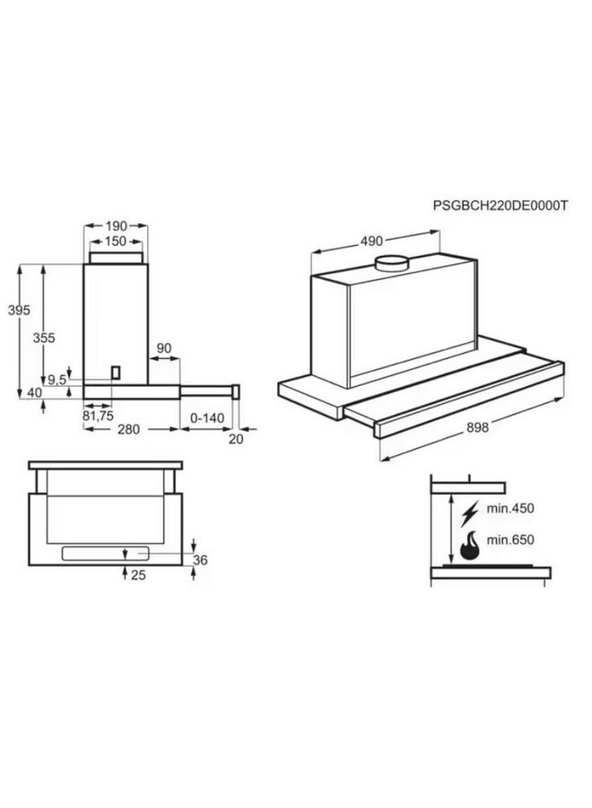 Zanker ( AEG ) KHP90265XA | Vlakscherm Afzuigkap | 90 cm