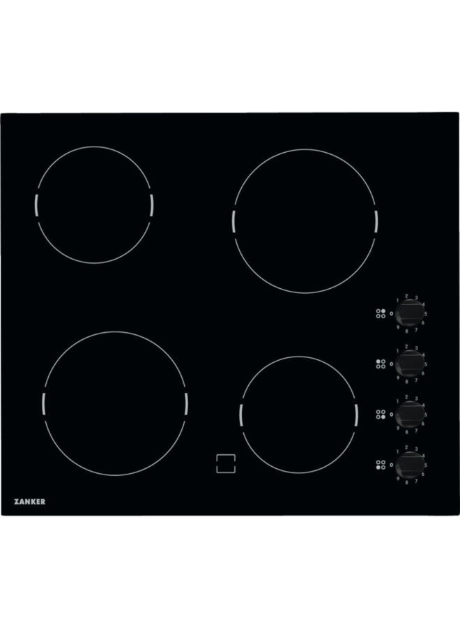 Zanker KEV6140FBB | keramische kookplaat | 2 fase | 60 cm
