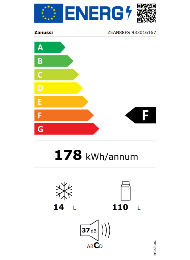 Zanussi ZEAN88FS inbouw koelkast | Vriesvak | 88 cm