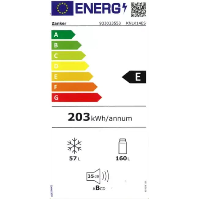 Zanker ( AEG ) Zanker  ( AEG ) KNLK14ES inbouw koelvriescombinatie 144 - 145 cm