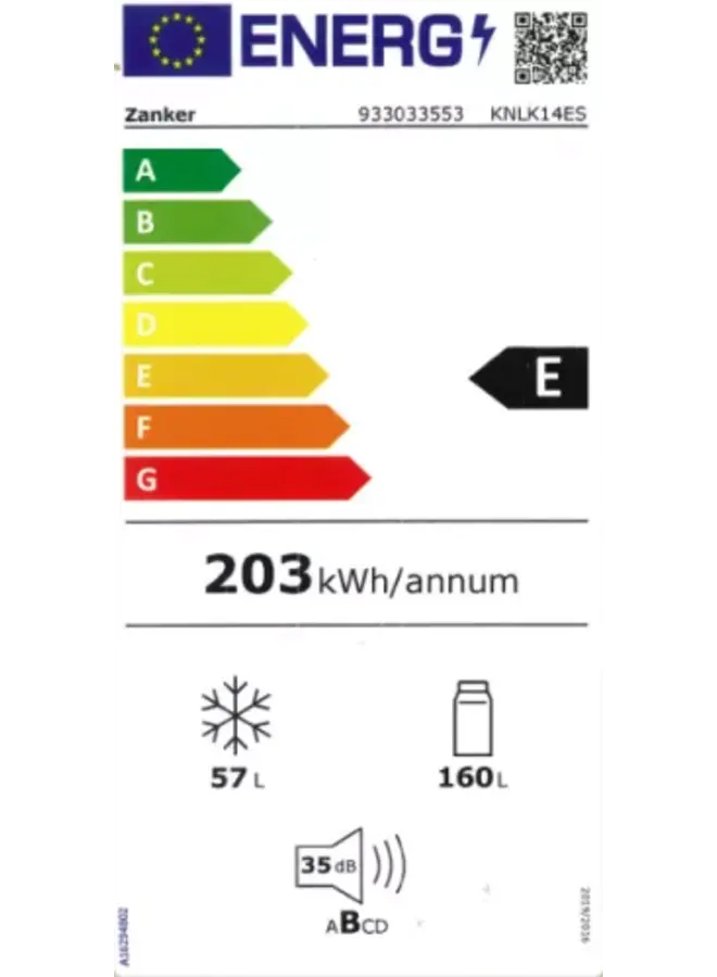 Zanker  ( AEG ) KNLK14ES inbouw koelvriescombinatie 144 - 145 cm