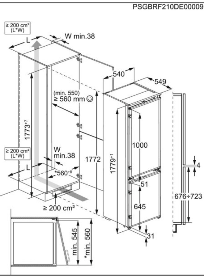AEG G18NES3 | Inbouw koelvriescombinatie | 178 cm | Nofrost