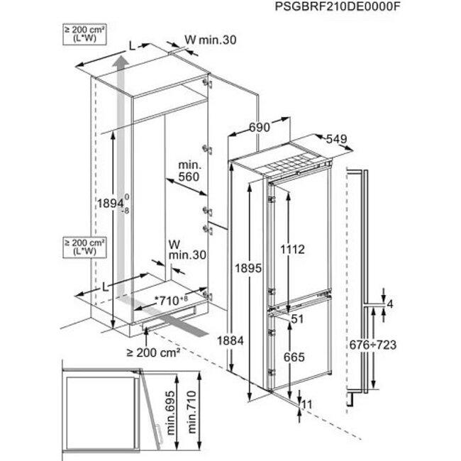 AEG NSC7G751ES | inbouw koelvriescombinatie 189.4 x 70 cm | Nofrost