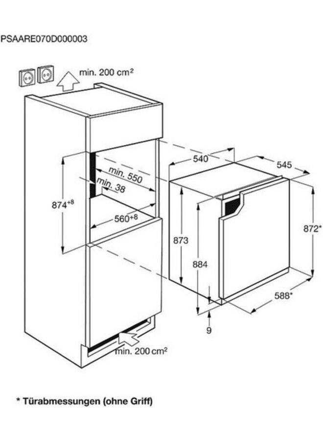 Zanker ( AEG ) KEAK88ES  | inbouw koelkast | 88 cm | Sleepdeur