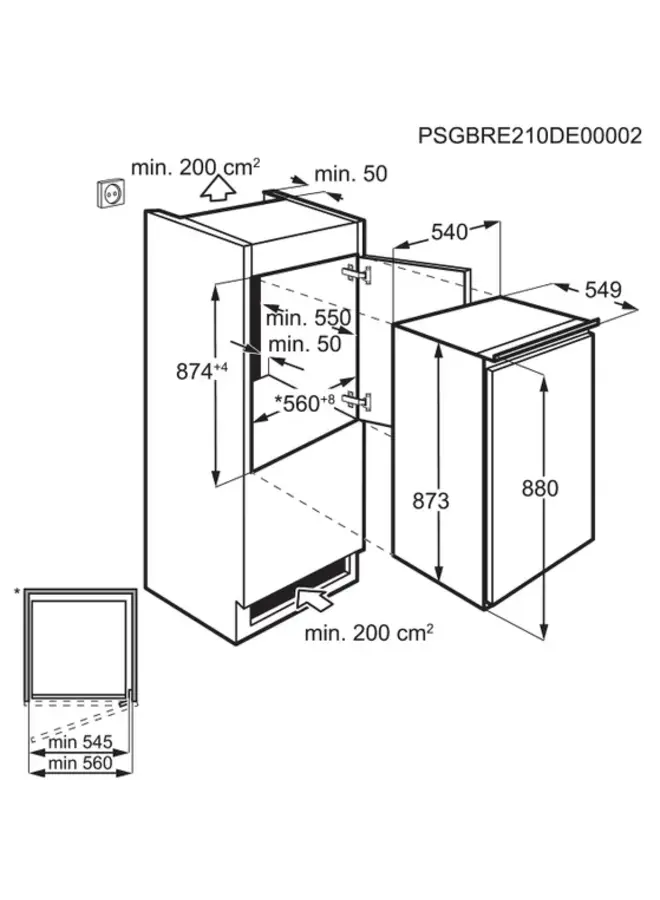 Zanker ( AEG ) KRAK88ES | Inbouw koelkast 88 cm | Sleepdeur