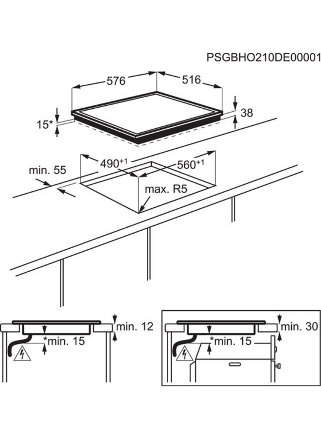 Zanker KEV6140FBB | keramische kookplaat | 2 fase | 60 cm