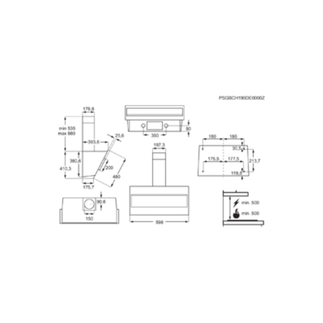 Zanker ( AEG ) Zanker KHV62550BA | Afzuigkap | 60 cm | Zwart