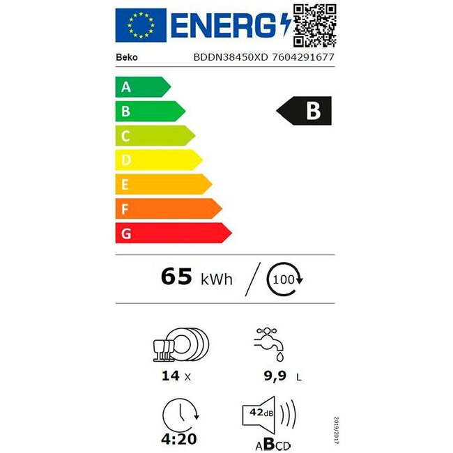 Beko BDDN38450XD onderbouw vaatwasser | RVS