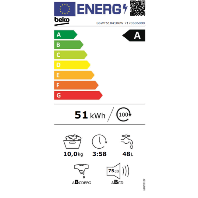 Beko B5WT5104106W wasmachine | 10 kg | AutoDose