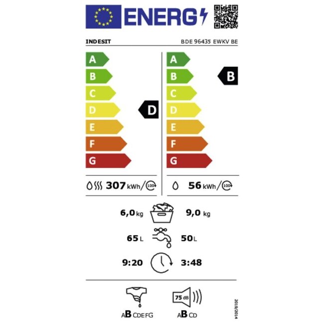 Indesit | BDE 96435 EWKV  | wasdroogcombinatie | 9 kg
