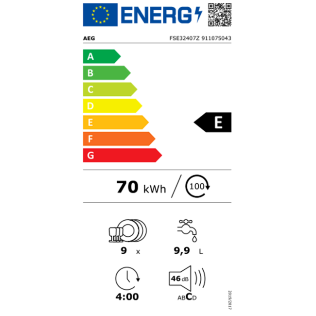AEG FSE32407Z | Inbouw vaatwasser | 45 cm | AirDry