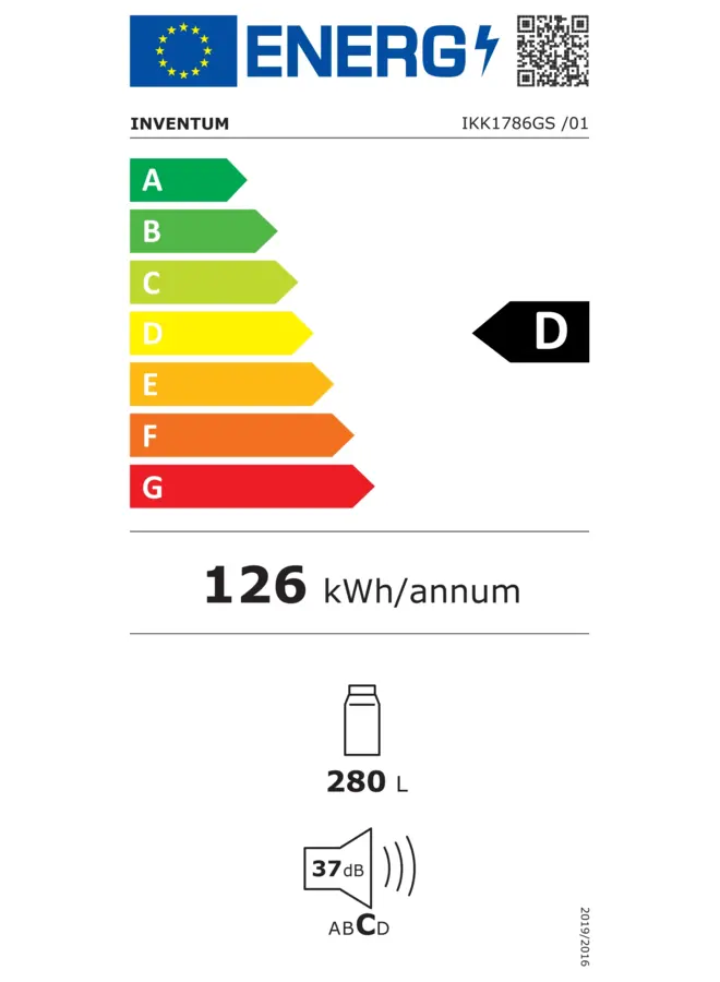 Inventum IKK1786GS inbouw koelkast | Grijs | 178 cm