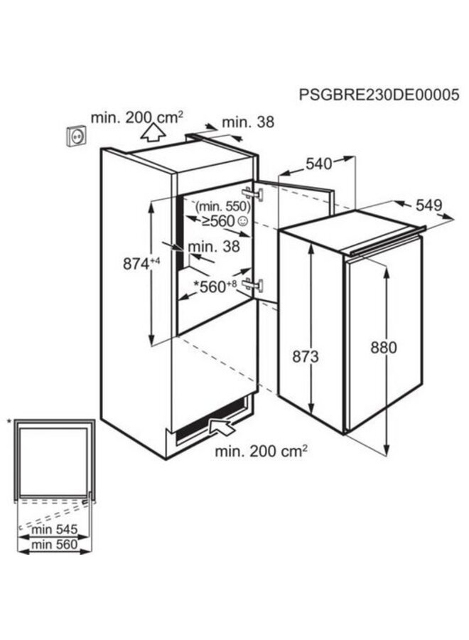 AEG NSK5088ES | Inbouw koelkast | 88 cm | Sleepdeur