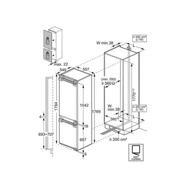AEG EK8B18C | Inbouw koelvriescombinatie | 178 cm | B label