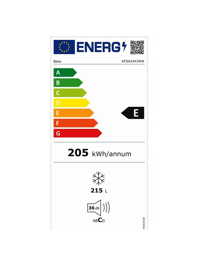 Beko KFSA2443WN | Vrieskast | FreezerGuard