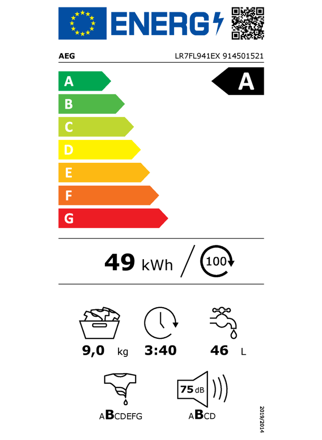 AEG LR7FL941EX Wasmachine | 9 kg | ProSteam